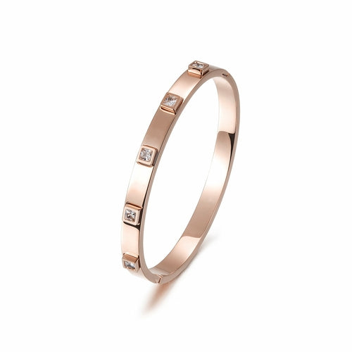 Eudonia Jewellery metal stone hinged bangle with sleek design and contrasting stone accents, stylish and elegant jewelry accessory