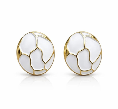 Elegant Korean Mosaic Earrings,Bold Premium Matte Studs White Color